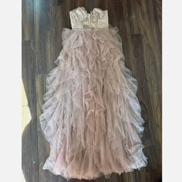 For Love & Lemons X REVOLVE Warm Taupe Nude Lace Strapless Bustier Dress - Picture 3 of 6